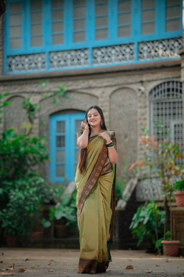 Muskan Collection Digital Print Banarasi Silk Blend Saree(Green)