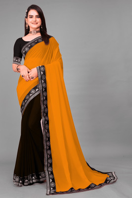 Jevlan Self Design Bollywood Georgette Saree(Mustard)