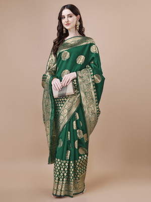 kalhari Woven Banarasi Silk Blend Saree(Green)