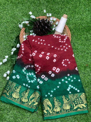 DHARMRAJ ENTERPRISE Woven, Self Design Bandhani Art Silk Saree(Maroon)