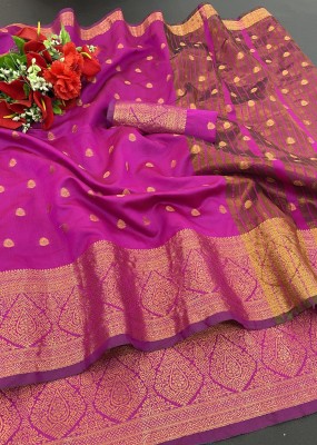 Mionas Woven Kanjivaram Cotton Silk Saree(Pink)