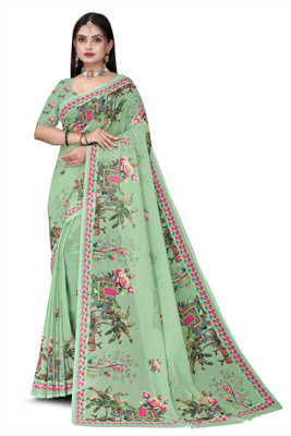 Adiyogi Enterprise Digital Print Bollywood Georgette Saree(Light Green)