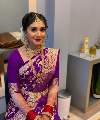 erika Woven Berhampuri Jacquard, Art Silk Saree(Purple)