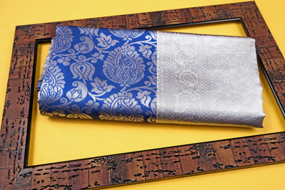 ESOMIC Woven Banarasi Pure Silk Saree(Blue)