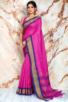 Raghav Silk Studio Woven Handloom Cotton Silk Saree(Pink)