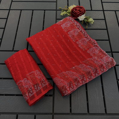 KHRITI FAB Embellished Bollywood Georgette Saree(Red)