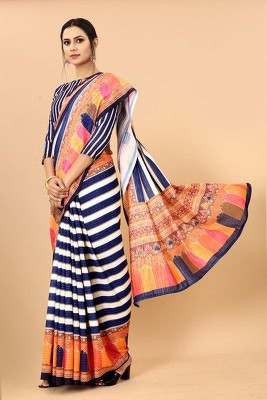 Riddhi textile Hub Digital Print Bollywood Georgette Saree(Dark Blue)