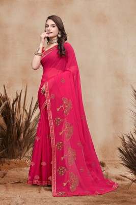 Nilkanth Fashion Embroidered Bollywood Georgette Saree(Pink)