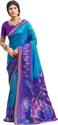 BUNAWAT Woven Daily Wear Silk Blend Saree(Blue)