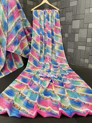 Adiyogi Enterprise Digital Print Bollywood Georgette Saree(Blue)