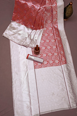 ESOMIC Printed Banarasi Pure Silk Saree(Red)