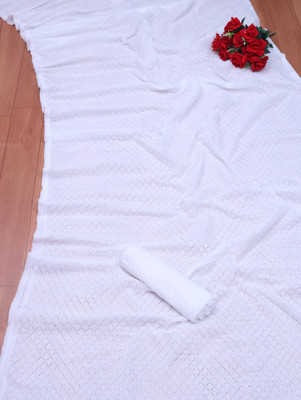 Aarya creation Self Design Bollywood Net Saree(White)