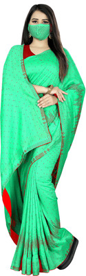 pUNYATHA CREATION Embroidered Bollywood Art Silk Saree(Light Green)