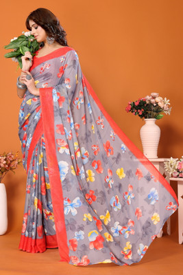 YASHIKA Printed Bollywood Georgette Saree(Red)
