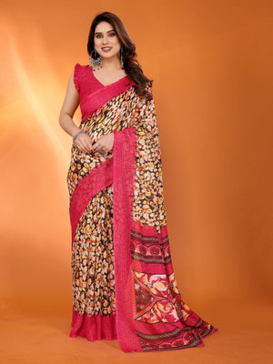 Vedant Vastram Printed Kota Doria Cotton Blend Saree(Red)