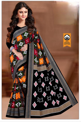 Sumit Textiles Digital Print Sambalpuri Cotton Blend Saree(Multicolor)