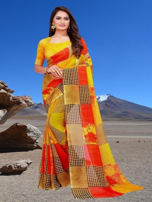 Saadhvi Printed Bollywood Georgette Saree(Multicolor)