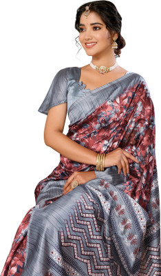 Priyashi Printed Mysore Art Silk Saree(Maroon)