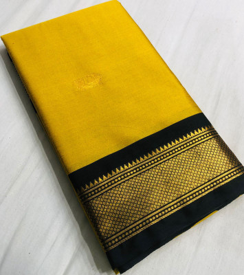 KANDORA Woven Bollywood Cotton Silk Saree(Yellow)