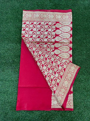 SILK HERITAGE Woven, Paisley, Self Design Banarasi Satin Saree(Red)