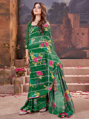 Anouk Rustic Printed Daily Wear Georgette Saree(Green)