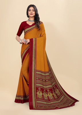 Vimla Printed Bollywood Crepe Saree(Mustard)