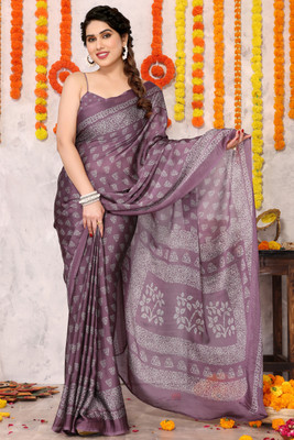 MIRCHI FASHION Printed Daily Wear Chiffon, Georgette Saree(Magenta, Grey)