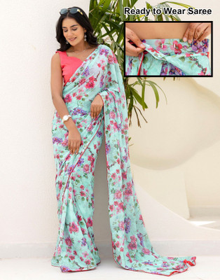 Satrani Floral Print Daily Wear Georgette Saree(Multicolor)
