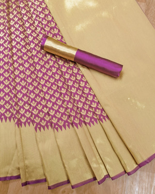 LITIRTHFAB Woven Banarasi Jacquard, Pure Silk Saree(Purple)
