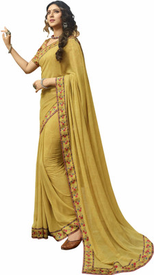 RAJESHWAR FASHION Printed Bollywood Georgette Saree(Yellow)