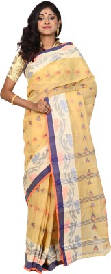 Upama Fabric Self Design Tant Pure Cotton Saree(Beige)
