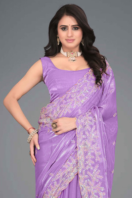Brahmani Creation Printed Daily Wear Georgette Saree(Purple)