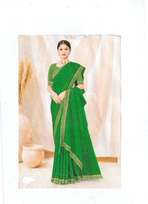Mekhela Sador Online Digital Print Bandhani Chiffon Saree(Green)