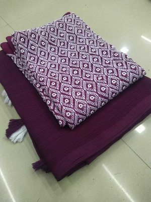 ELLICS ENTERPRISE Solid/Plain Daily Wear Viscose Rayon Saree(Purple)