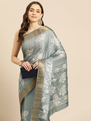 Divastri Digital Print Bollywood Silk Blend Saree(Grey)