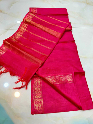 Zafren Handloom Woven Bhagalpuri Cotton Silk Saree(Red)
