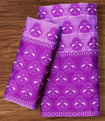 Sarita silk mills Woven Mekhela Chador Cotton Blend Saree(Purple)