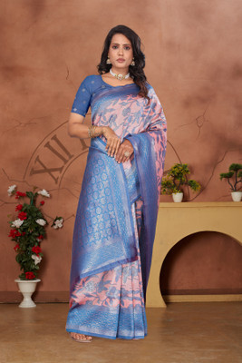 Aika Printed Banarasi Pure Silk Saree(Blue)