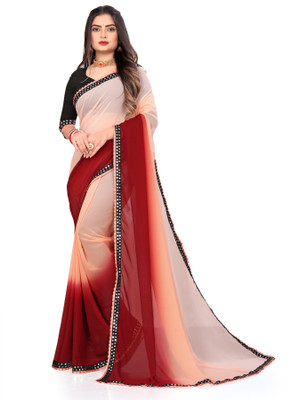 Fashion Day Self Design Bollywood Georgette Saree(Orange)