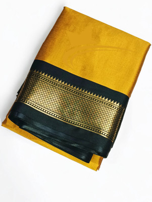 ns collection Embellished Kanjivaram Cotton Silk Saree(Gold)