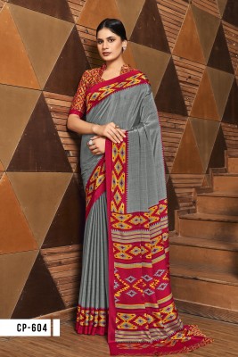 KANDORA Printed Bollywood Crepe Saree(Grey)