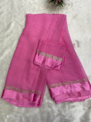 ELEGENCE FAB Solid/Plain Bollywood Viscose Rayon Saree(Pink)