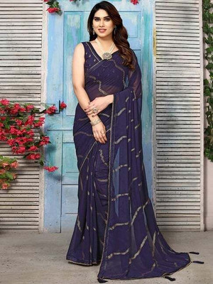 Falessa Embellished Bollywood Georgette Saree(Blue)