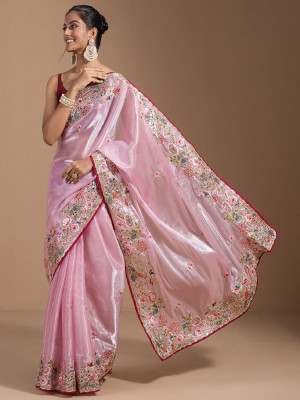 MRUTIENTERPRIS Embroidered Bollywood Jimmy choo Saree(Blue)