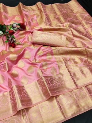 PHEASANT Woven Banarasi Jacquard, Art Silk Saree(Pink)