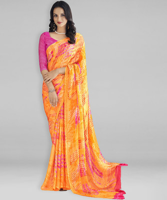 Divastri Printed Daily Wear Chiffon Saree(Yellow)