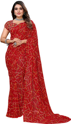 Moda Rapido Geometric Print Daily Wear Georgette Saree(Red)