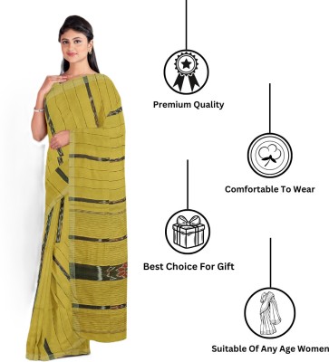 SABITA SAREE CENTER Self Design Handloom Pure Cotton Saree(Yellow)