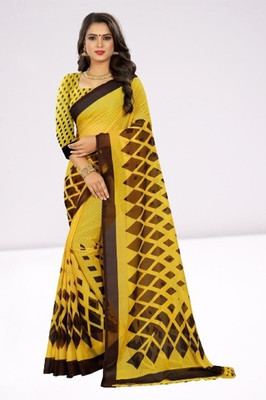 RUNAYA NX Digital Print Daily Wear Chiffon Saree(Yellow)