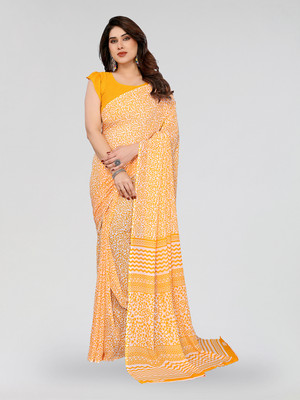 Moda Rapido Printed Daily Wear Georgette Saree(Yellow)